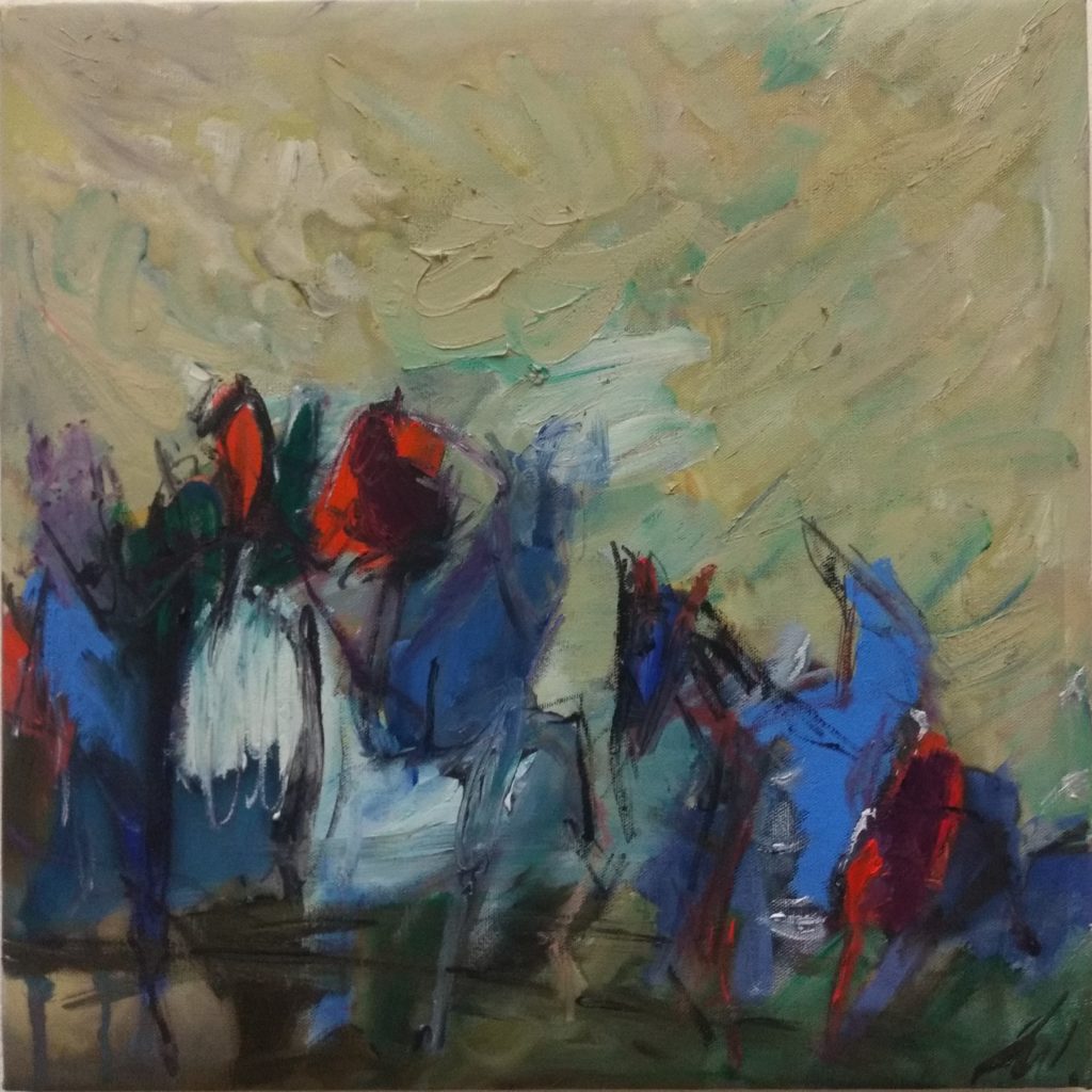 Pferde35x35Öl auf Leinwand2020