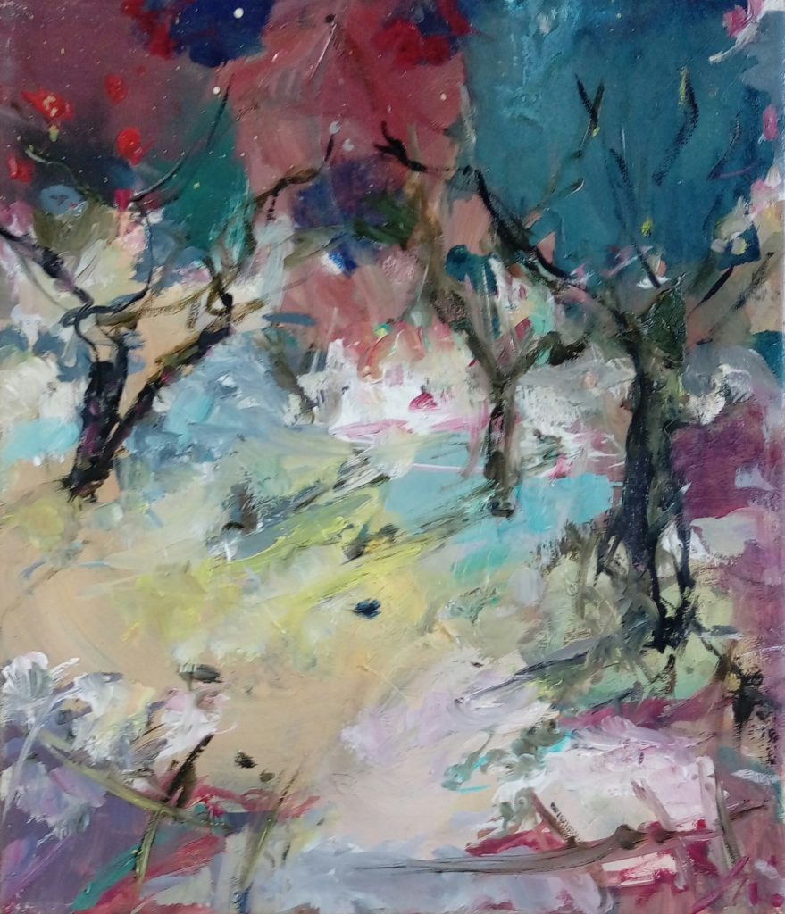 Weg durch die Allee40x30cmÖl auf Leinwand2019