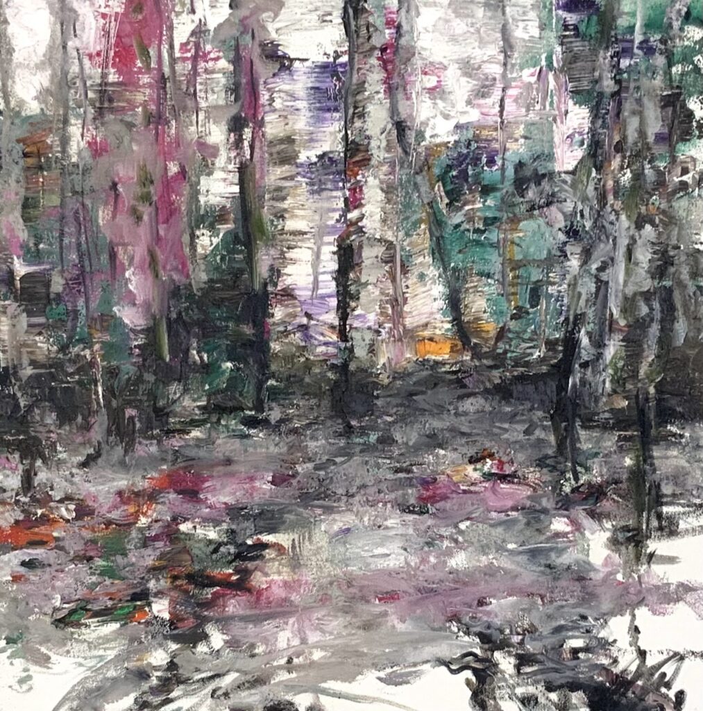 Waldstück 40x40cm Öl auf Leinwand 2021