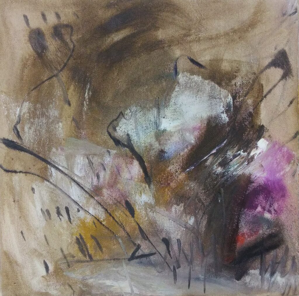 Hinter den Weiden40x40Öl auf Leinwand2020