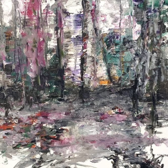 Waldstück 40x40cm Öl auf Leinwand 2021